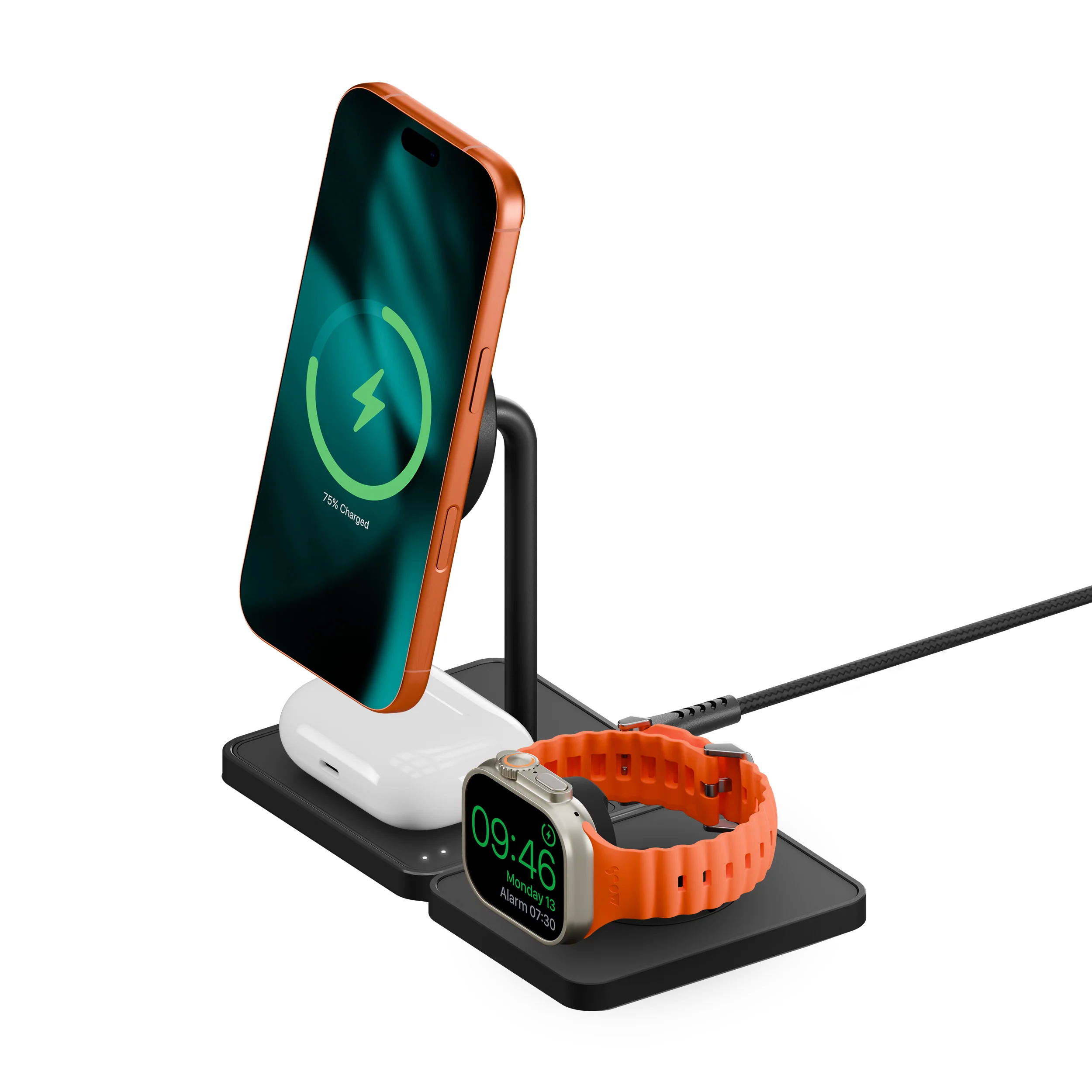 550-wireless-charging-stand-and-apple-watch-charger-matte-black-1.webp Wireless Charging Stand and Apple Watch Charger - Matte Black
